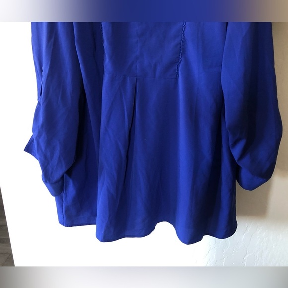 Lane Bryant|Royal blue chiffon long sleeve blouse with eyelet detail, plus size• - Picture 3 of 11